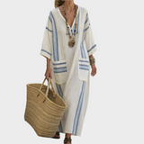 Kaftan s pruhy a oversized kapsami