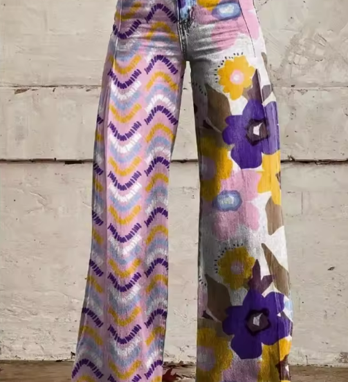 Isadora - Boho Květinové Kalhoty