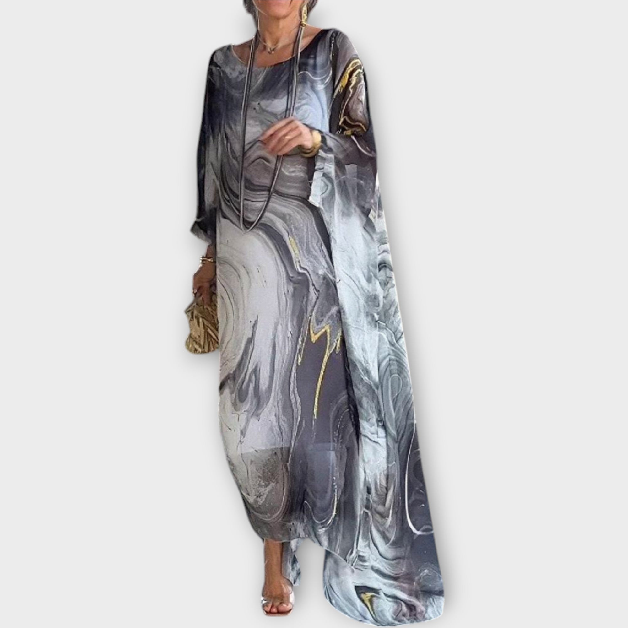 Maxi kaftan s průhlednou texturou