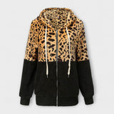 Lea - Fleece mikina s kapuljačom u leopard uzorku