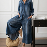 Diana™ | Vintage denim kombinéza s knoflíky