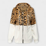 Lea - Fleece mikina s kapuljačom u leopard uzorku