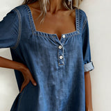 Avélia™ | Košile z denimu s čtvercovým límcem
