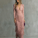 Alessia - Elegantní midi šaty s třásněmi