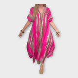 Dlouhý kaftan s V výstřihem a širokými rukávy