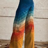 Léa - Elegantní Retro Zigzag Kalhoty