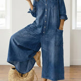 Diana™ | Vintage denim kombinéza s knoflíky