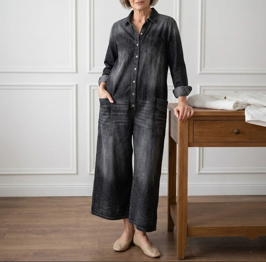 Diana™ | Vintage denim kombinéza s knoflíky
